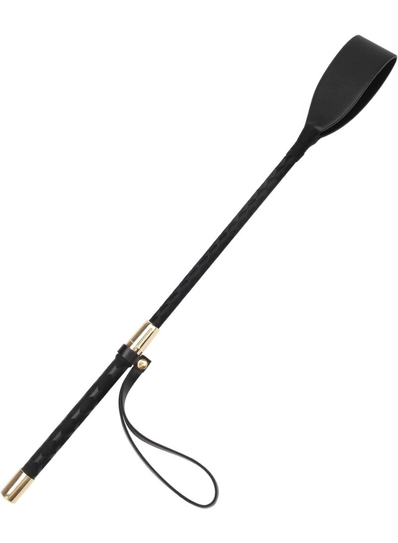 Riding Crop for Horse, 18 Inch Horse Whip with PU Leather Equestrianism Horse Crop Double Slapper Horse Whip Black Crops for Horses - Image 1